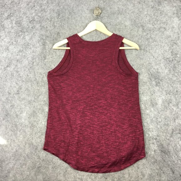 Mudd Tank Top Girls 12 Red Berry Sleeveless Heathered Slub Knit Round Neck Curve - Picture 10 of 11